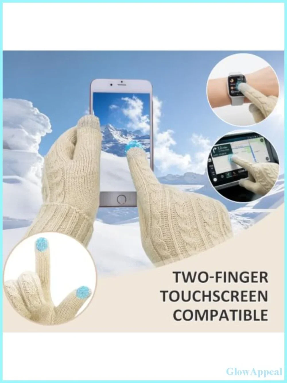 Knit Winter Gloves Touch Screen Thermal Fleece for Women